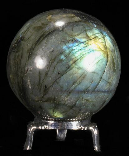 Flashy Labradorite Sphere - With Nickel Plated Stand #53569